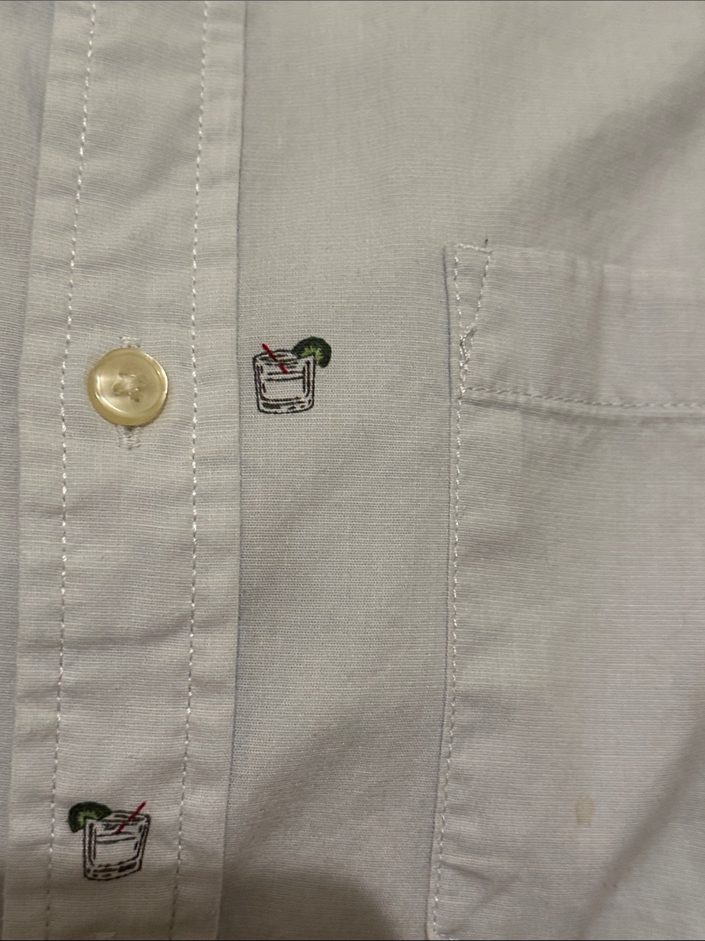 Sonoma Light Blue Oxford Button-Down Shirt with Embroidered Motifs - Picture 7 of 9